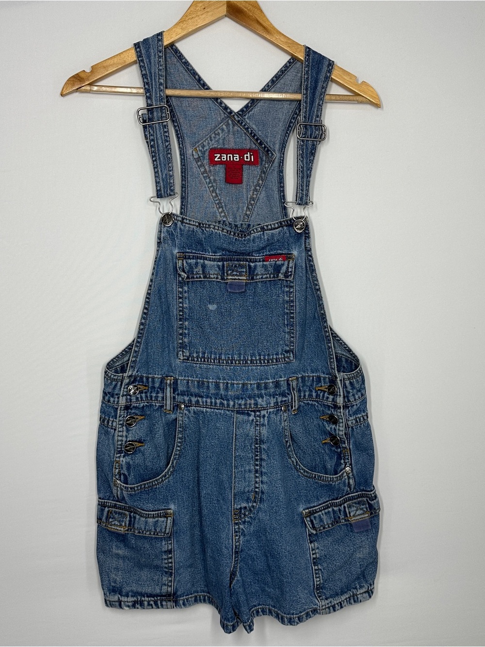 vintage Zana-Di denim overalls Shorts multi-pocket cargo medium women’s Y2K